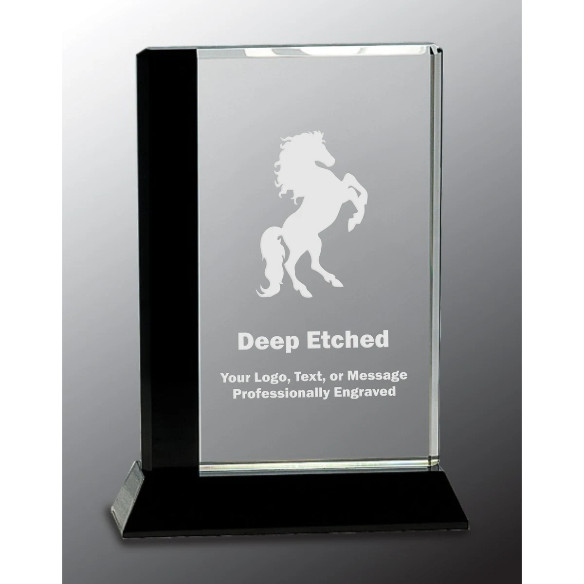 6 1/2" x 9" Black Edge Crystal on Black Base Crystal Award 1