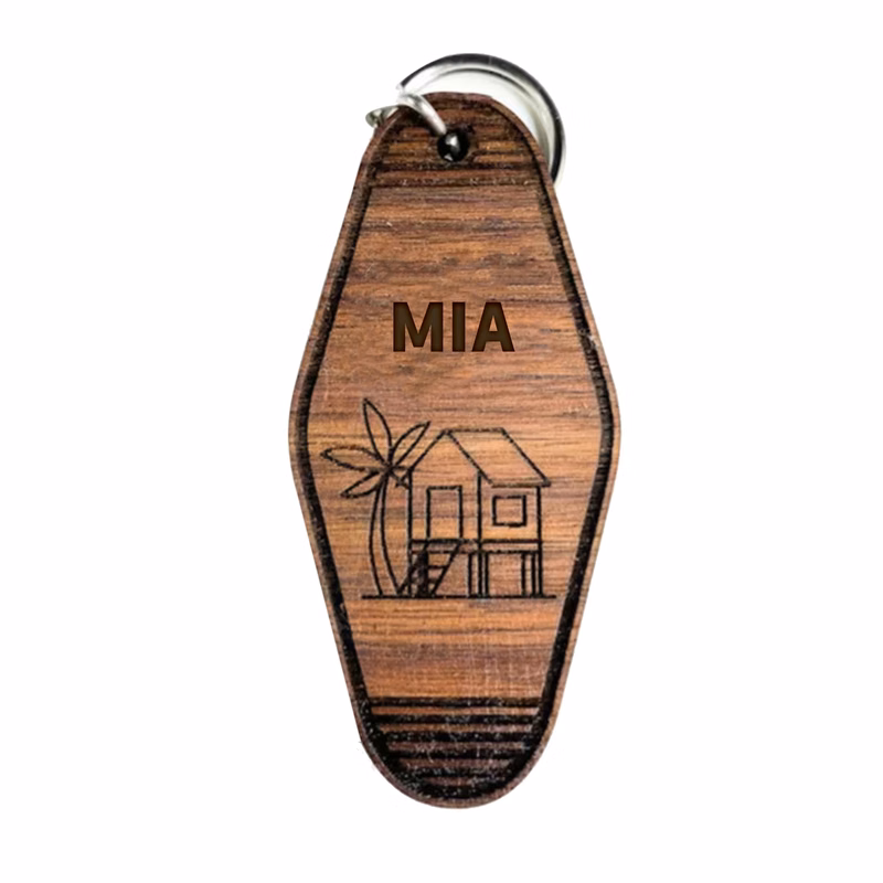Wooden Hotel Keychain Tag