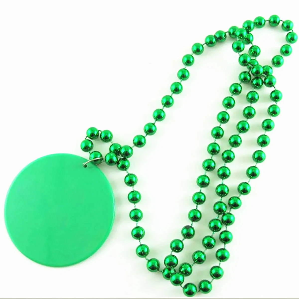 Mardi Gras Metallic Plastic Beads Necklace With Medallion 1