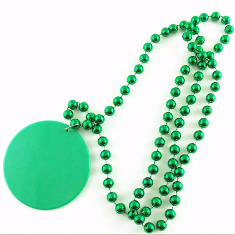 Mardi Gras Metallic Plastic Beads Necklace With Medallion