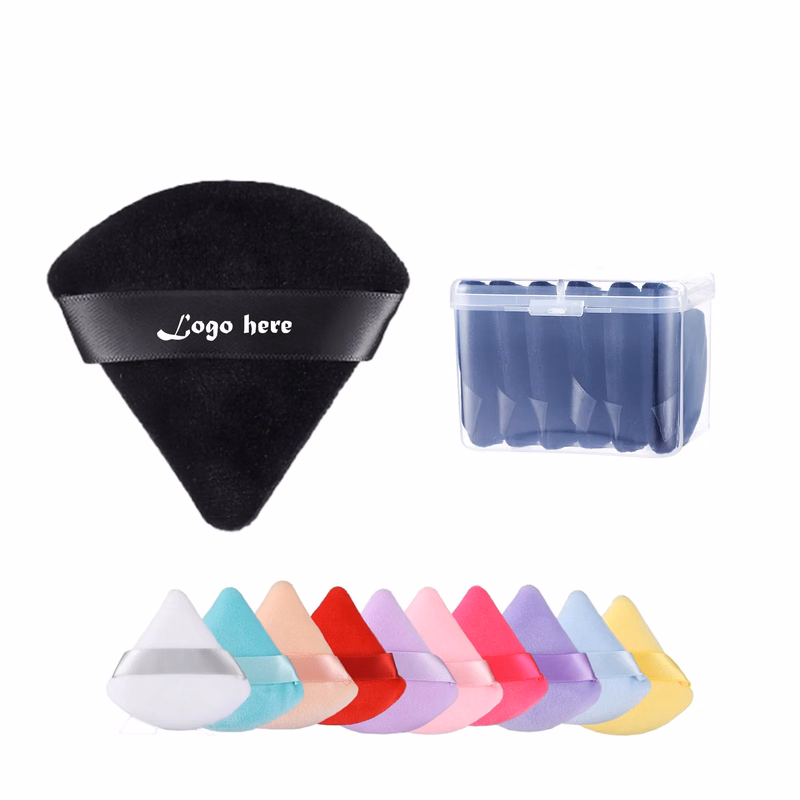 6PCS Triangle Powder Puffs Soft Velour Makeup with Case