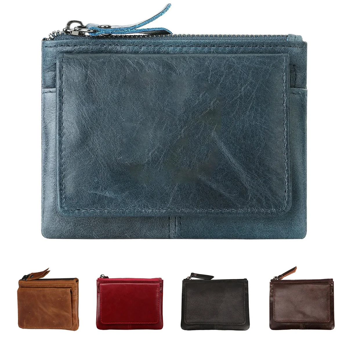 Leather 2 Zipper Coin Purse Wallet With Card Slots and More 1