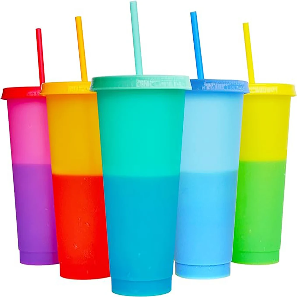 24oz Reusable Color Changing Cup Plastic Cup with Lid 1