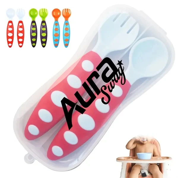 Custom Silicone Baby Utensil Set with Travel Case — Safe Feeding Promo 1