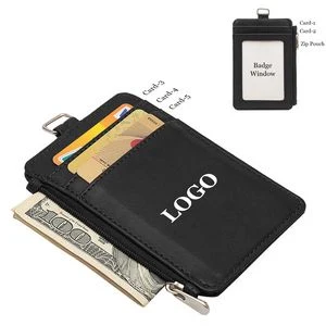 PU Leather Card Holder With Zip Pocket 1