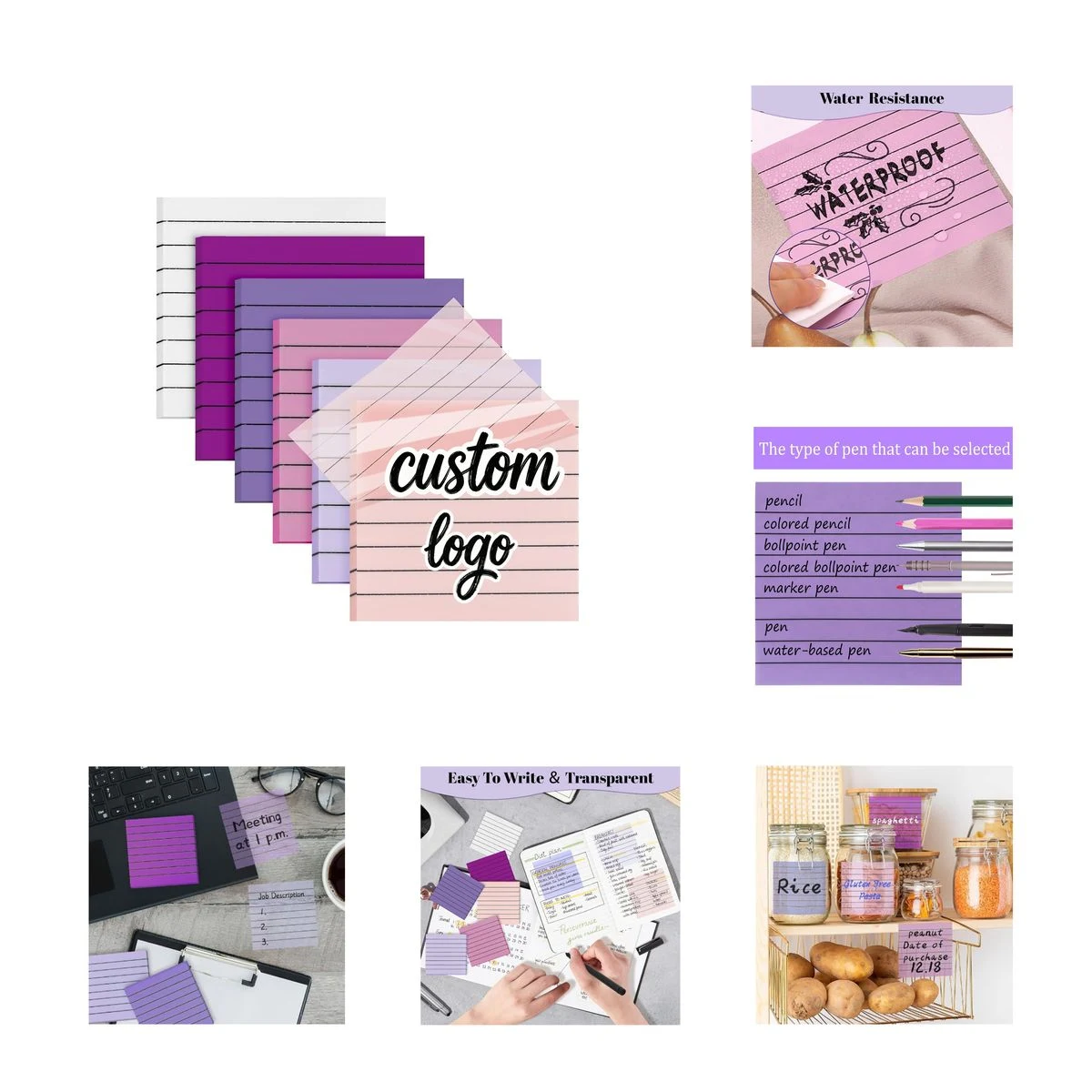 Transparent Sticky Notes 6-Piece Set 1