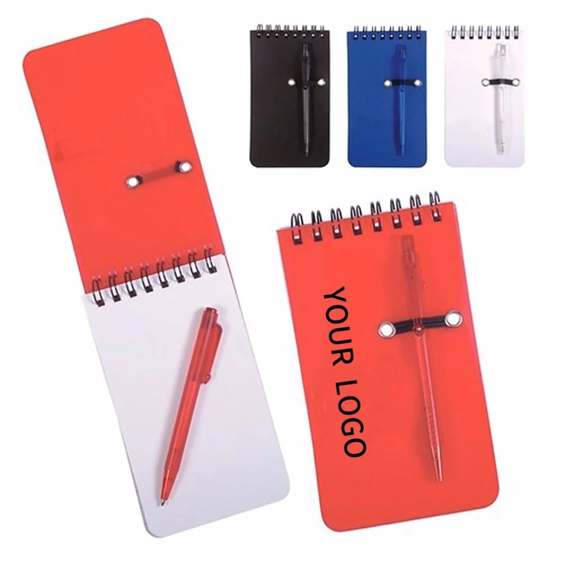 Pocket Spiral Notebook with Pen Slot, Customizable with Logo