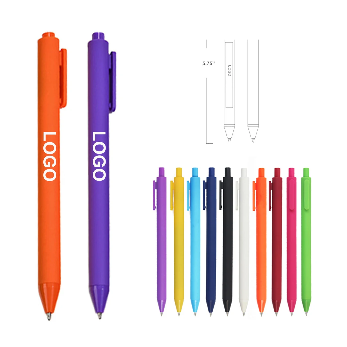 Custom Plastic Matte Finish Retractable Ballpoint Pens 1