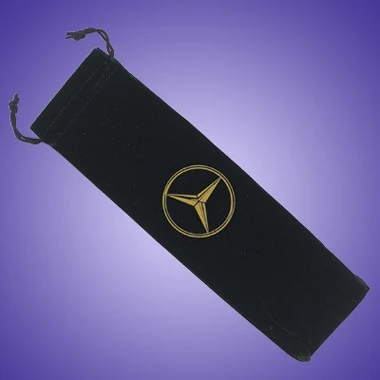 BLACK PEN VELVET DRAWSTRING POUCH 1