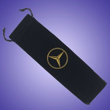 BLACK PEN VELVET DRAWSTRING POUCH