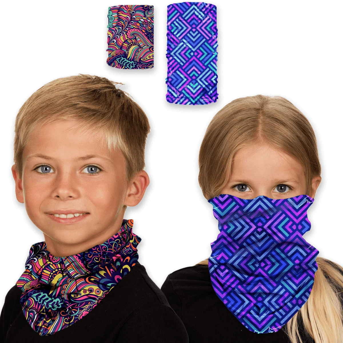 Kids Face Bandana mask Reusable Tube w/ Full color custom 1