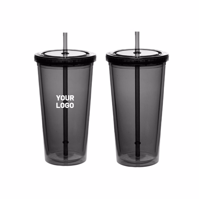 Double Wall Acrylic Tumbler with Straw, 20 oz.