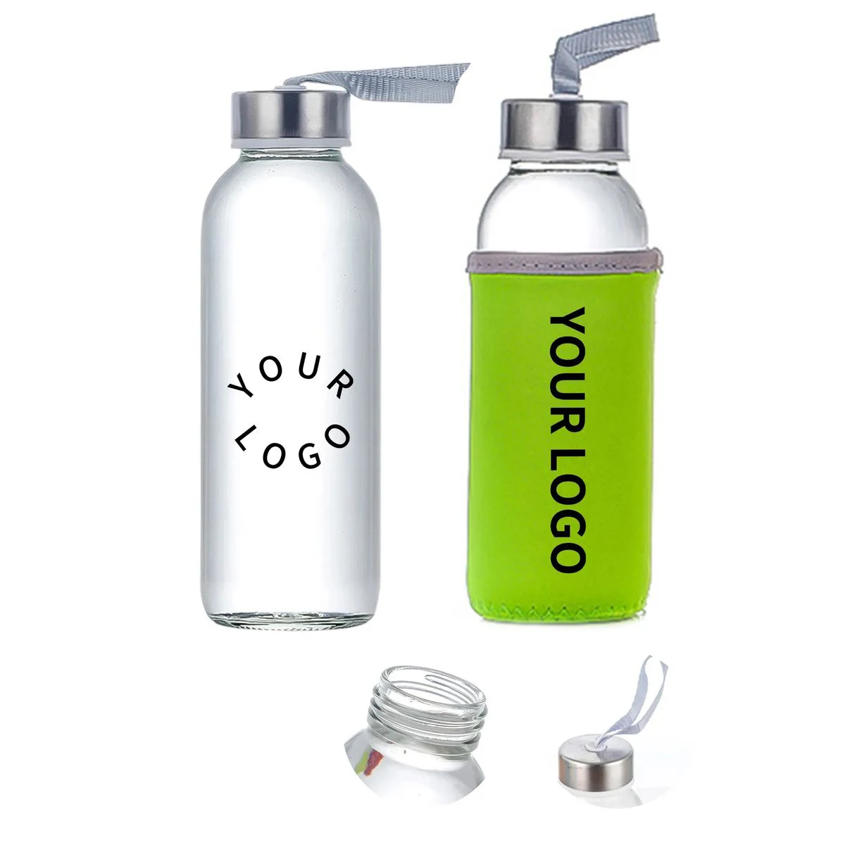 Glass Bottle with Sleeve and Carry Strap 1