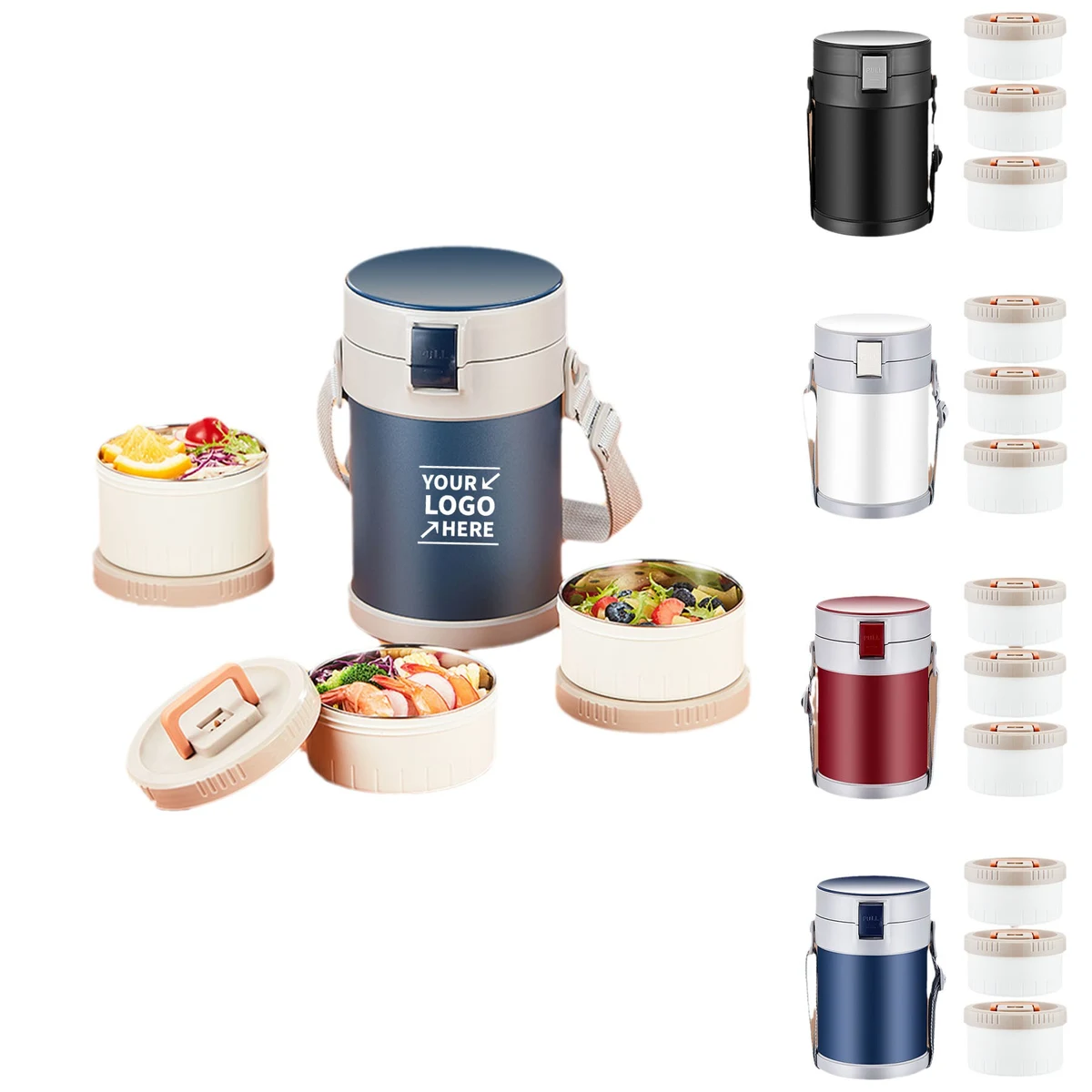 Portable 3 Tier Stainless Steel Insulated Bento Lunch Box 1