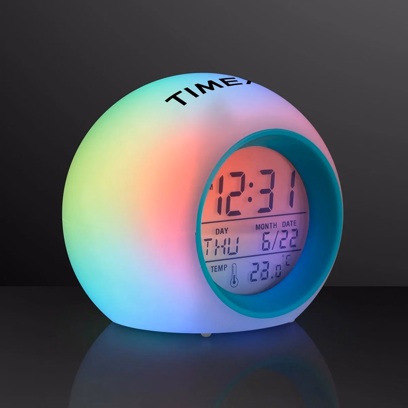 Round LED Clock 4", Glowing Lights + Alarm