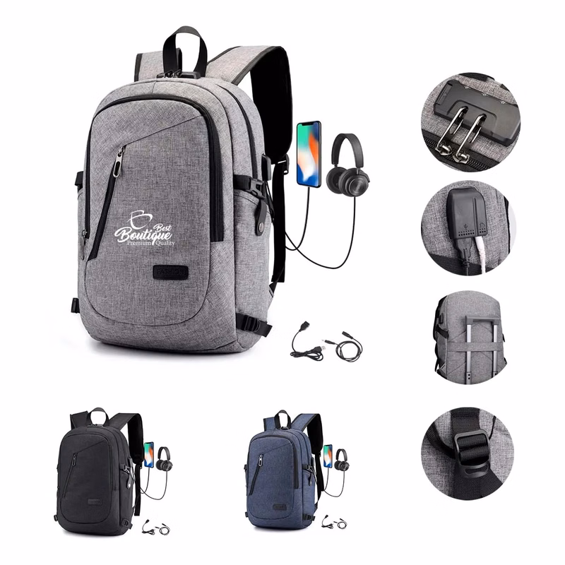 Multifunction Anti-Theft USB Charging Port Laptop Backpack