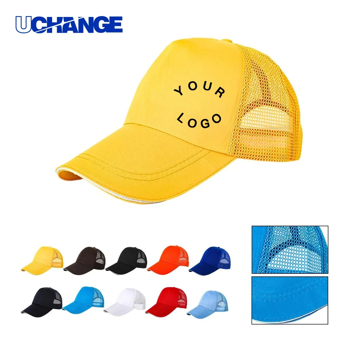 Distressed Cotton Front Trucker Hat Headwear with Mesh Back 1