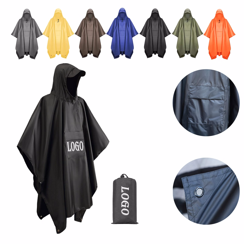 MOQ20 Outdoor Hooded 3-In-1 Raincoat Pockets