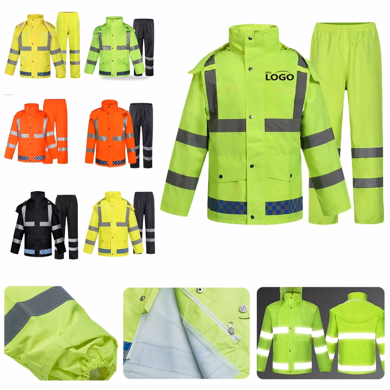 High Visibility Safety Raincoat Suit