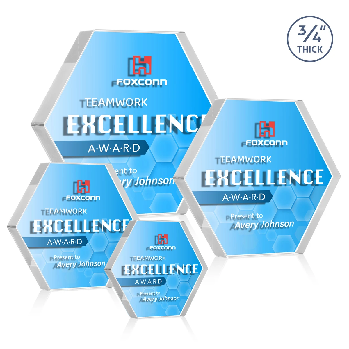 Gilford Hexagon VividPrint™ Double Sided Award - Clear 1