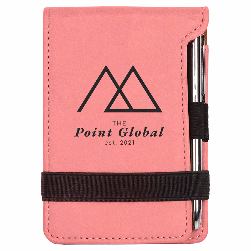 Pink Leatherette Mini Notepad with Pen