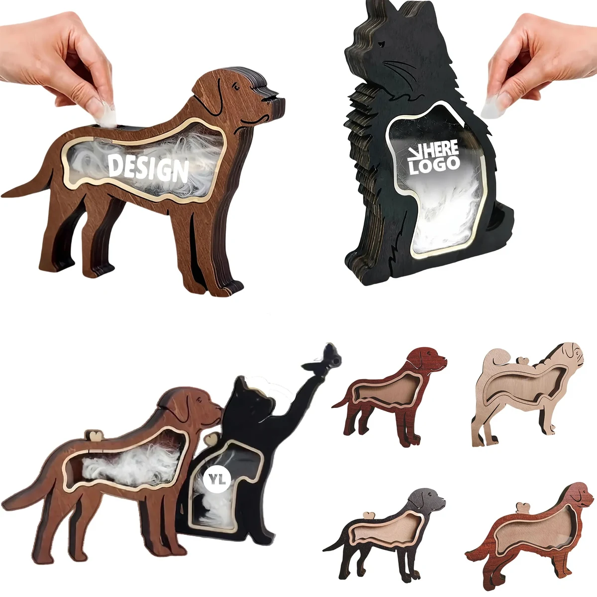 Handcrafted Wooden Pet Hair Memory Box With Display Window 1