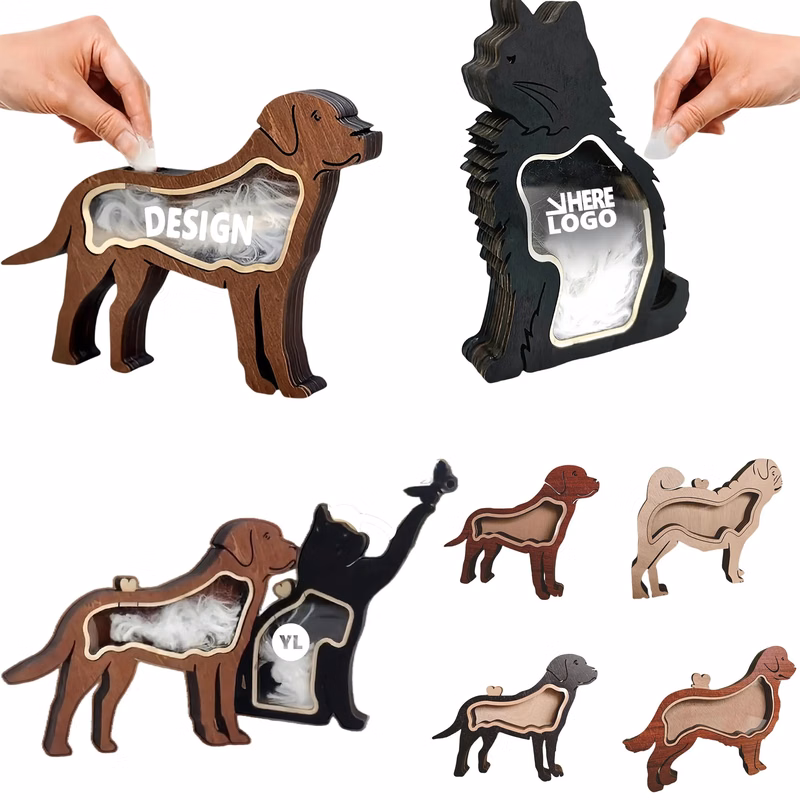 Handcrafted Wooden Pet Hair Memory Box With Display Window