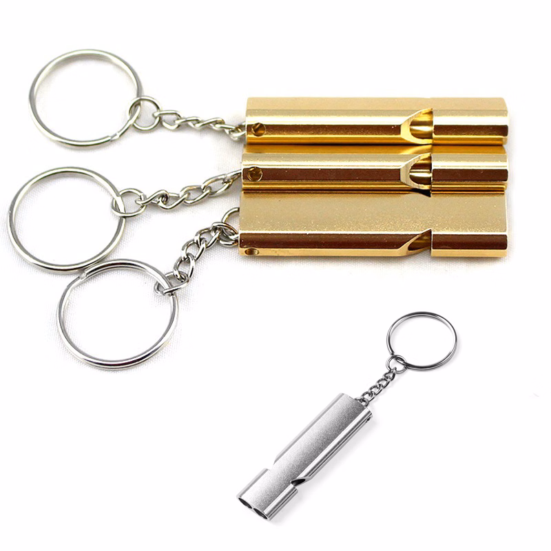 High Pitch Double Tubes Whistle Lanyard Keychain