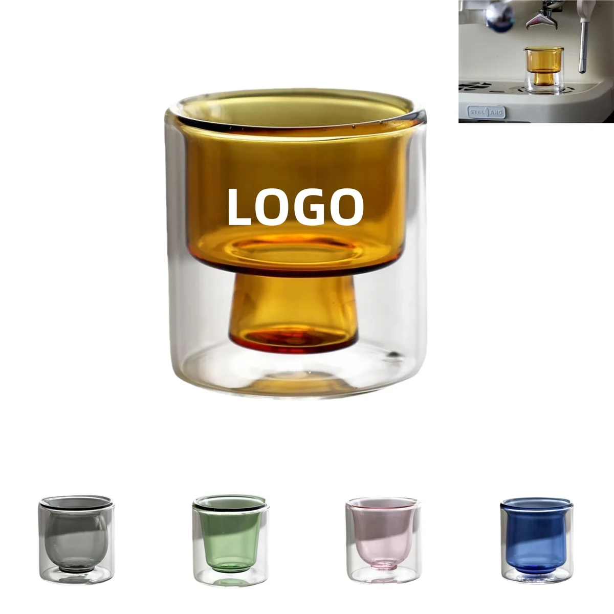 2oz Colorful Borosilicate DoubleLayer Glass Coffee Cup 1