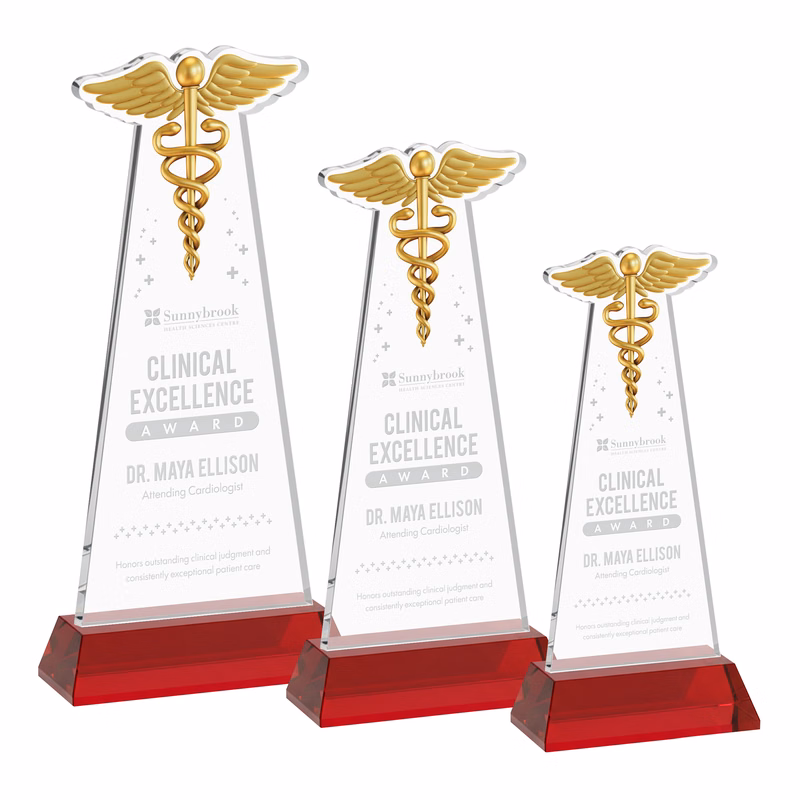 Caduceus Award on Hartford Base - Red