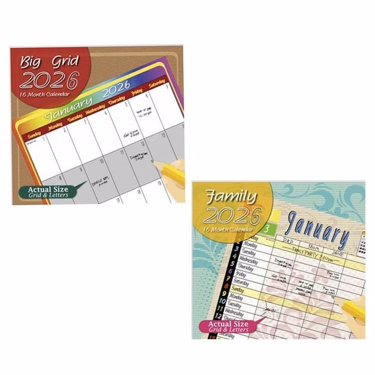 2026 Wall Calendars - 16-month Assorted