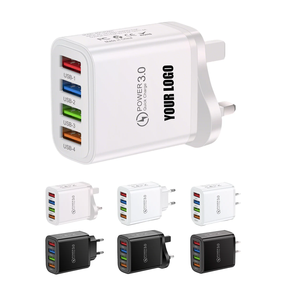 Universal USB Charging Block 4 Port 2.56" x 1.77" x 1.1" 1