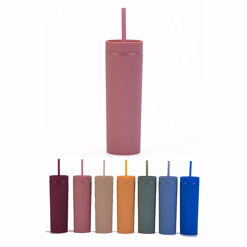 Double Layer Plastic Frosted Rubber Water Cup