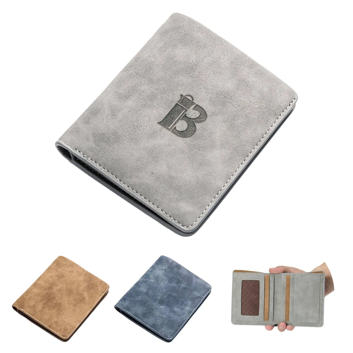 PU Leather Mens Slim Wallet with Money Clip 1