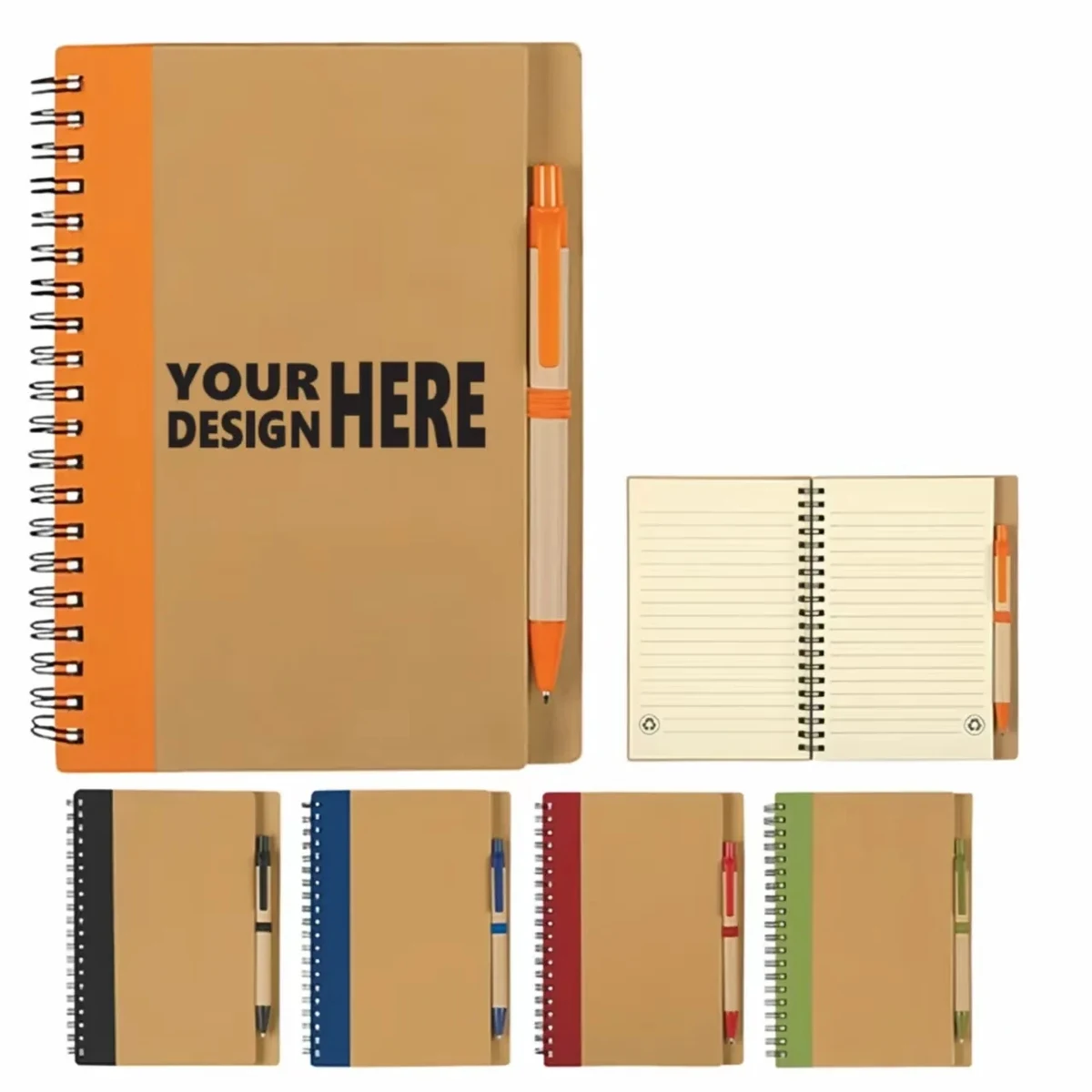 Kraft Paper Notebook With Pen, Spliced Cover 1