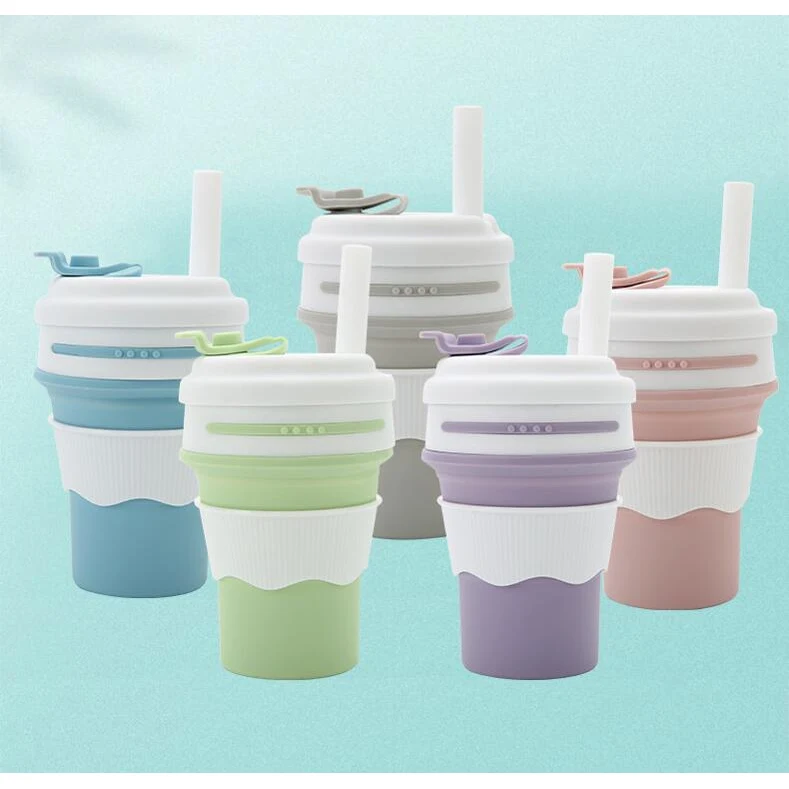 12OZ Silicone Collapsible Travel Cup With Straw 1