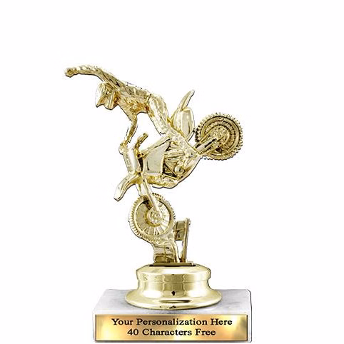 Trophy: 7", 2x3 white marble base, MOTOCROSS Figur