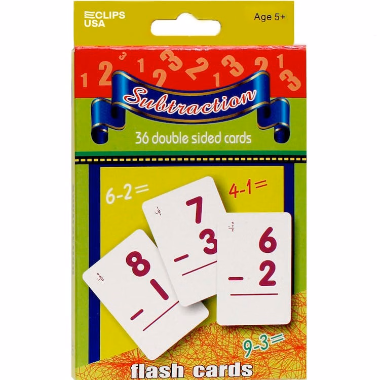 Subtraction Flash Cards - 36 Cards