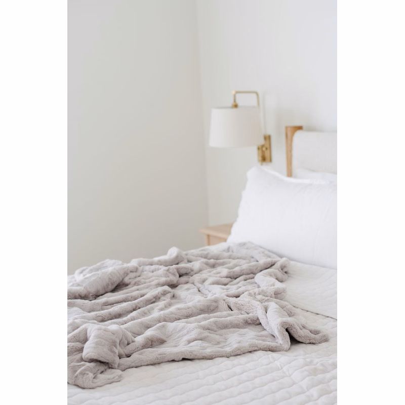 Patterned Faux Fur Zippered Feather-Throw Luxury Blanket (50x60)