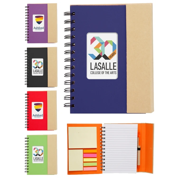 Eco Magnetic Notebook w/Sticky Notes and Flags & Pen -Full Color 1