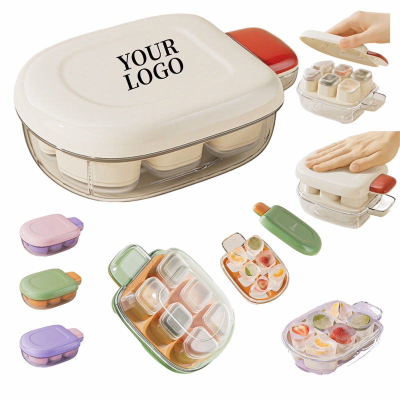 6-Grid Silicone Ice Tray with Press Lid