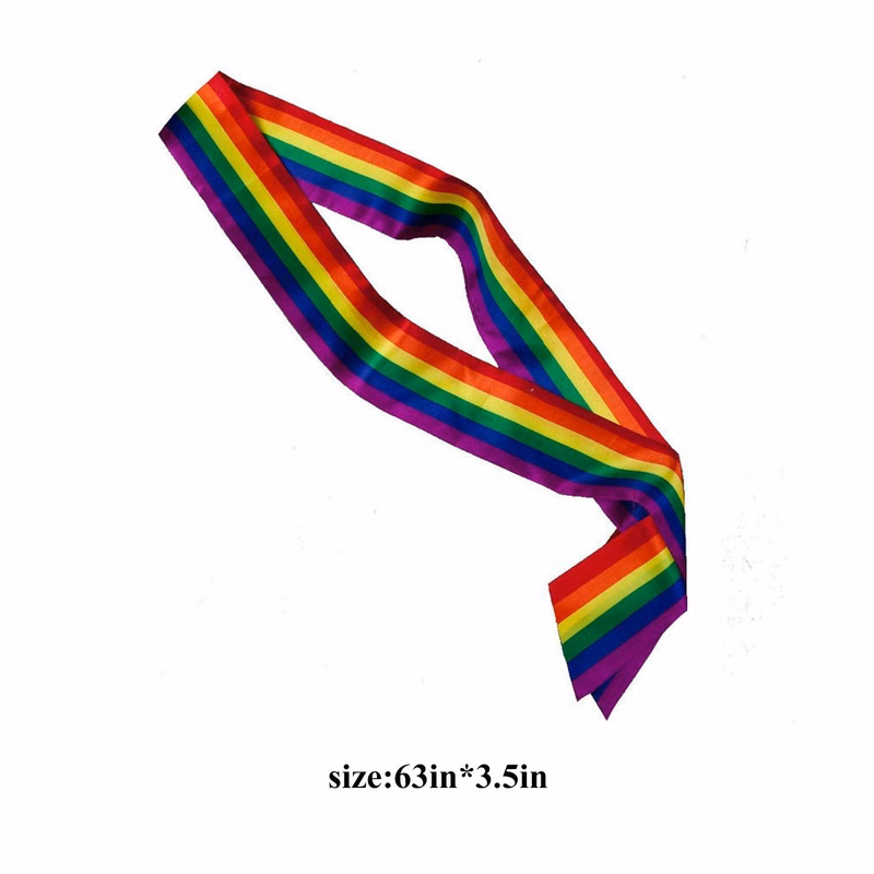 Rainbow Striped Satin Sash
