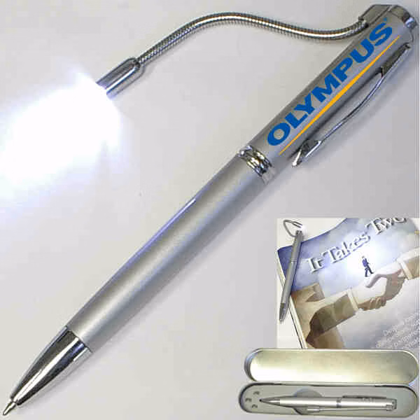 Ballpoint pen with PDA stylus, laser pointer, super bright book light.