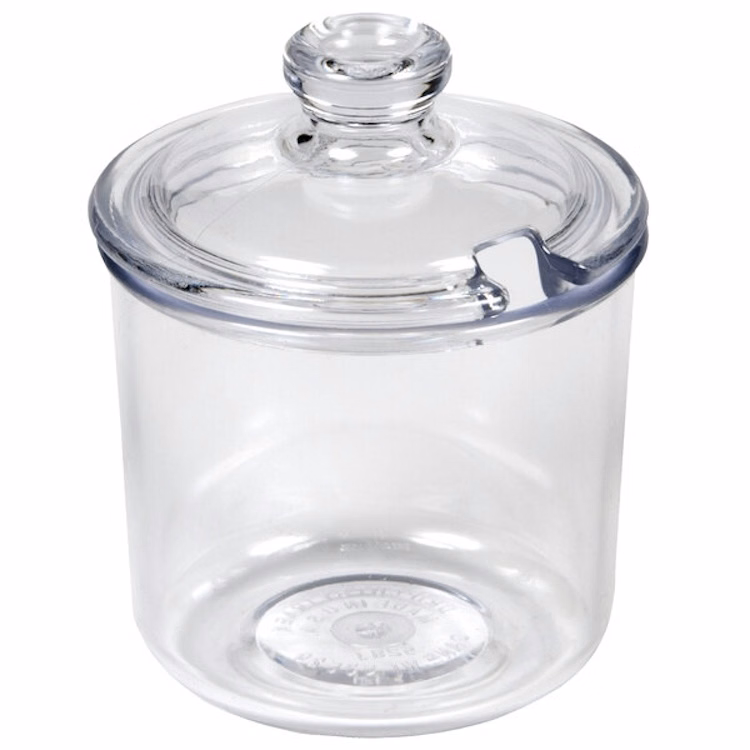 Vollrath 528-13 Dripcut® 8 oz. Clear Polycarbonate Condiment Jar and Lid