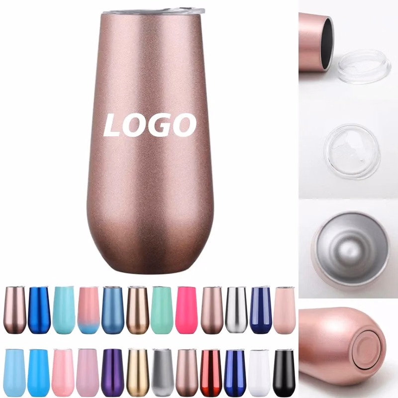 6 oz Stainless Steel Champagne Tumbler with Lips