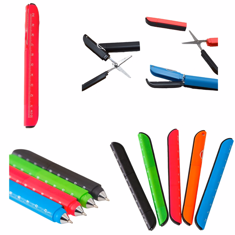 Portable 3-in-1 Utility Pen Scissors Ruler