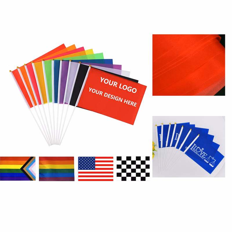 Rapid Full Color Custom Hand Held Stick Flag Rush Service