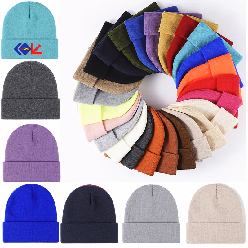 Unisex Acrylic Knit Cuffed Beanie Caps