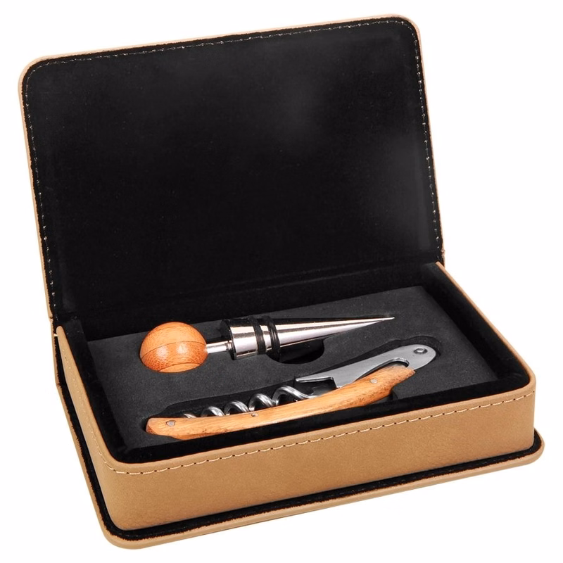 Leather Wine 2 PIECE Tool Set