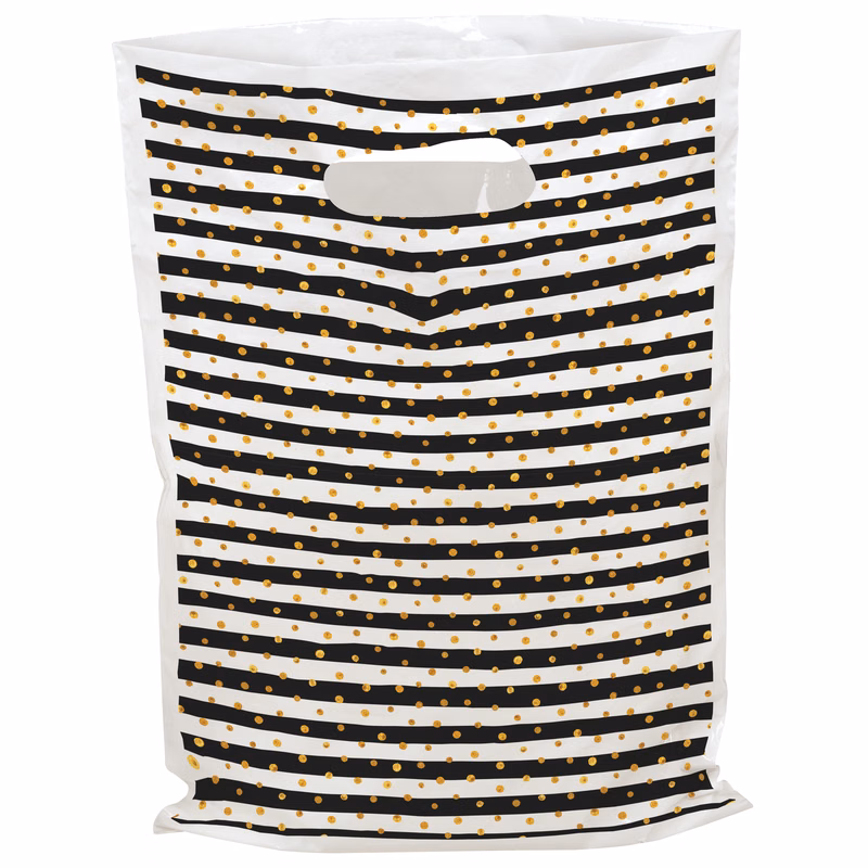 Stripes and Dots Predesigned Plastic Bag (12" x 15")
